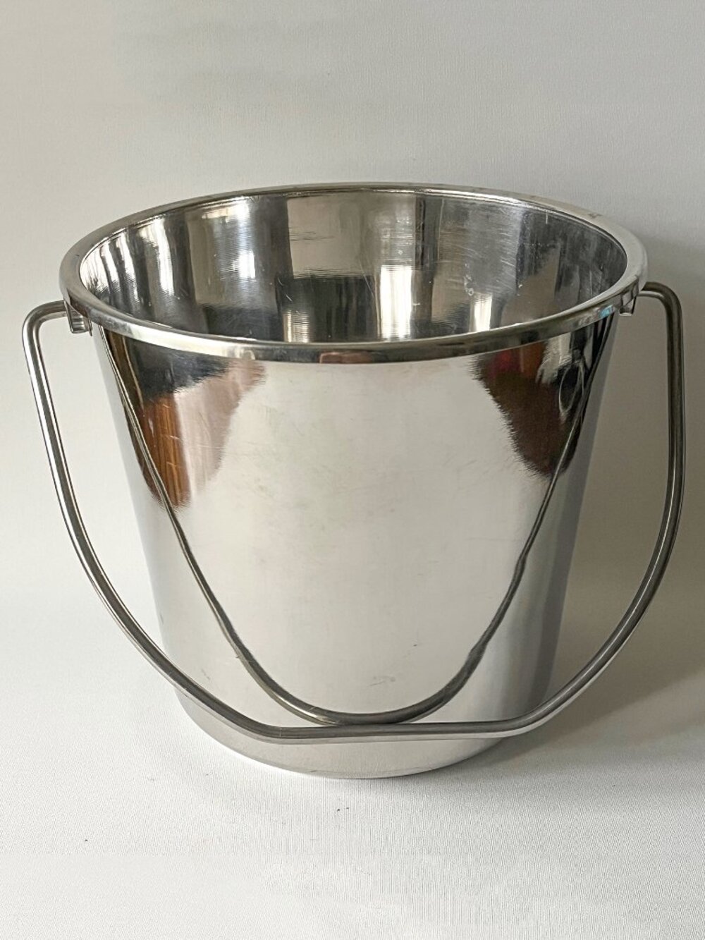6L Heavy Duty Stainless Steel Round Bucket with Handle for Home Kennel Farm